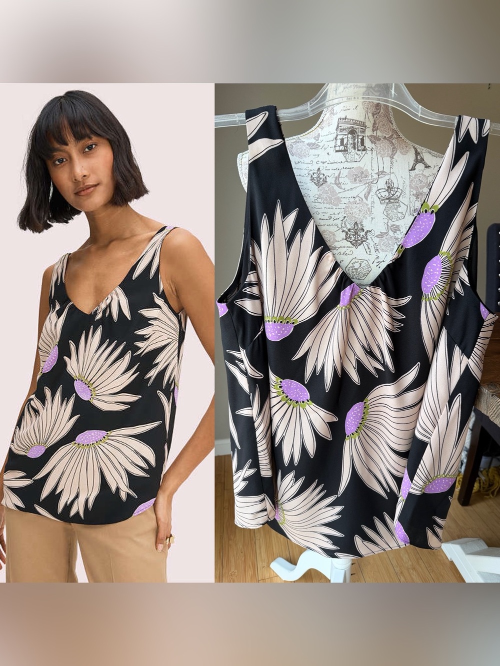 Kate Spade Falling Flower Sleeveless Top V Neck